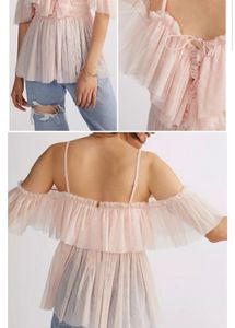 Sheer Ruffle Cold Shoulder Dress