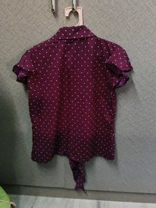 Chic Polka Dot Tie-Front Top