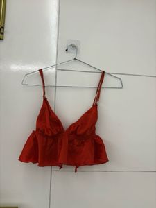 Chic Red Satin Cami Top