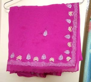 Elegant Pink Embroidered Saree