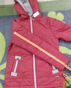 Maroon Padded Jacket with Hood