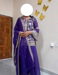 brand new Purple Embroidered sharara set