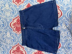 High Waist Deep Blue Denim Shorts