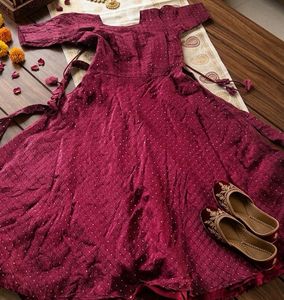 Elegant Maroon Embroidered Gown