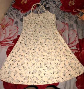 Floral A-Line Cami Dress Cream Yellow Mini Dres