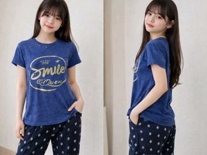 Stylish Blue Smile Queen T-shirt and lower set