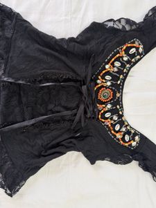 Boho Beaded Lace Trim Top