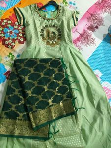 Mint Green Embellished Anarkali Kurta