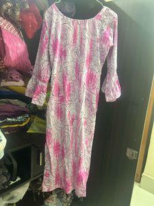 Pink Rose Print Kurta set