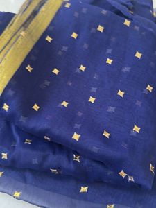 Elegant Royal Blue saree with Golden Motifs
