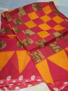 Vibrant red and Orange Saree