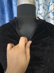 Black Velvet Mock Neck Bodysuit with Finger holes
