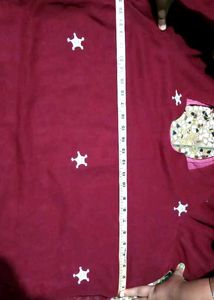 Maroon Kurta with White Emberdory