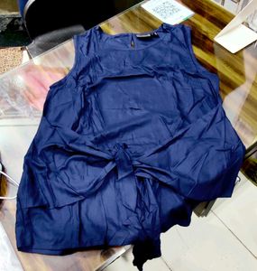XL, 2XL size Navy Blue Tie-up Top from