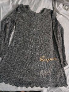 Cozy Grey Knit Sweater Dress