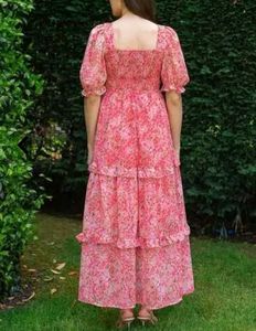 Floral pink full length dress