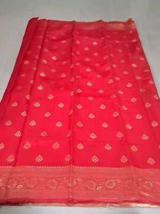 Beautiful Red Saree with Golden Border