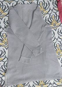 Kanvin checked Mandarin Collar kurti With Py
