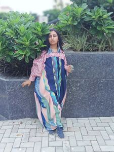 Patchwork shirt abaya