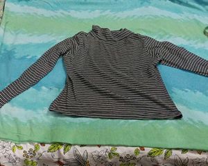 Cotton black and white stripe top