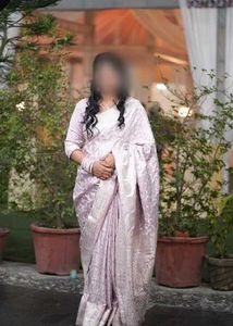 Elegant Lavender Silk Saree with stiched blouse
