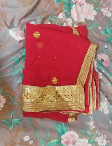 Elegant Red &amp; Gold Saree