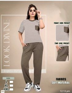 Chic Striped Top &amp; Comfortable Pants Set
