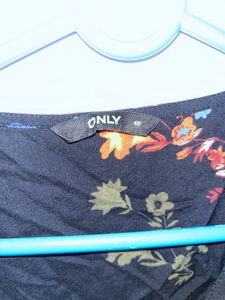 navy blue front tie up button top