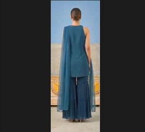 Elegant Teal Embellished Kurta Set with Sharara