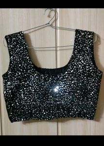 Black And Silver Saree Blouse