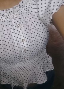 Vintage Polka Dot Puff Sleeve Top