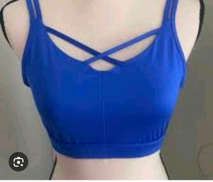 Blue Strappy Sports Bra