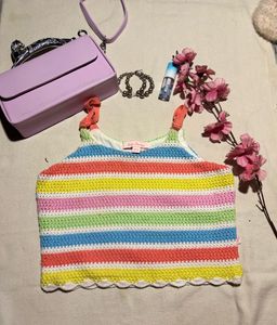 Rainbow Striped Cropped Top