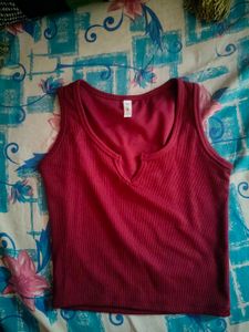 Ribbed Maroon Crop Top