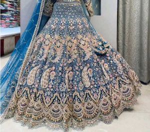 Exquisite Morni Blue Embellished Lehenga Set