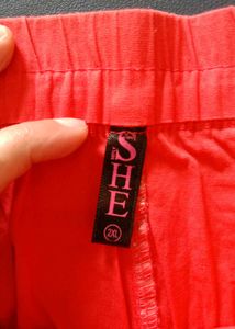 Vibrant Coral Cotton Pants