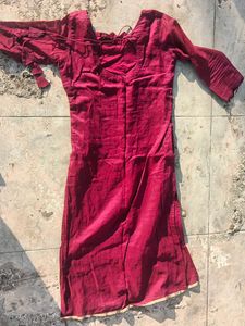 Maroon Cotton Kurta