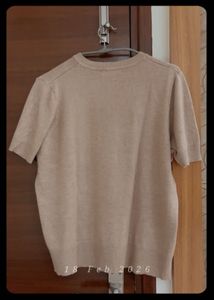 Classic Beige Short Sleeve Top size 14