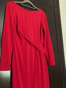 Vince Canuto Elegant Red Long Sleeve Dress