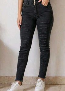 Black High-Waisted Ripped Jeans