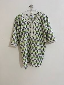 Floral Printed Kurti with Embroidered Neckline