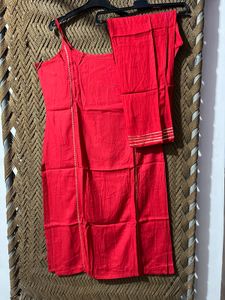 Vibrant Red Kurta Set with Pants