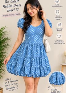 Cute Blue Polka Dot Dress