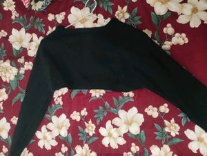 Black Crop Cardigan Top