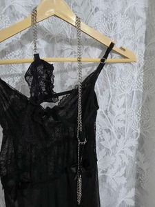 Kellberry Black Lace Babydoll with Chain Detail