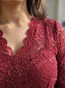 Maroon Lace V-Neck Top