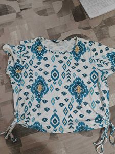 Boho Print Tie-Side T-Shirt