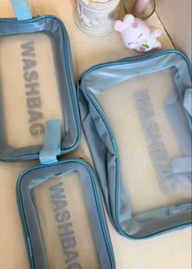 Set of 3 Blue Wash Bags