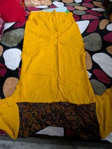 Vibrant Yellow Kurti with Maroon Accents