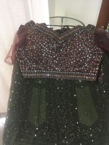 Mauvish Brown Lucknowi Chikenkari Lehenga